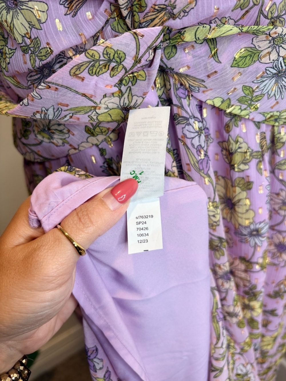 LOFT Floral Clip Knotted Balloon Sleeve Midi Dress - Picture 9 of 11